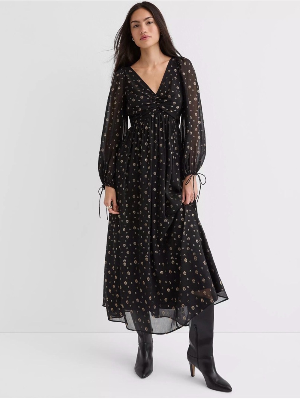 Black Ruched Maxi Dress Whimsigoth Witchy